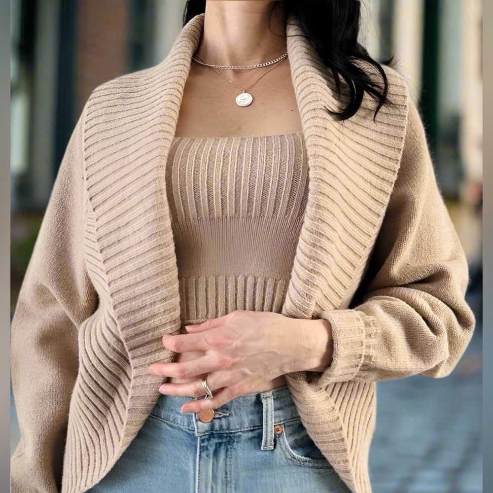 ELAN Knit Cardigan & Tank Set - Picture 1 of 12
